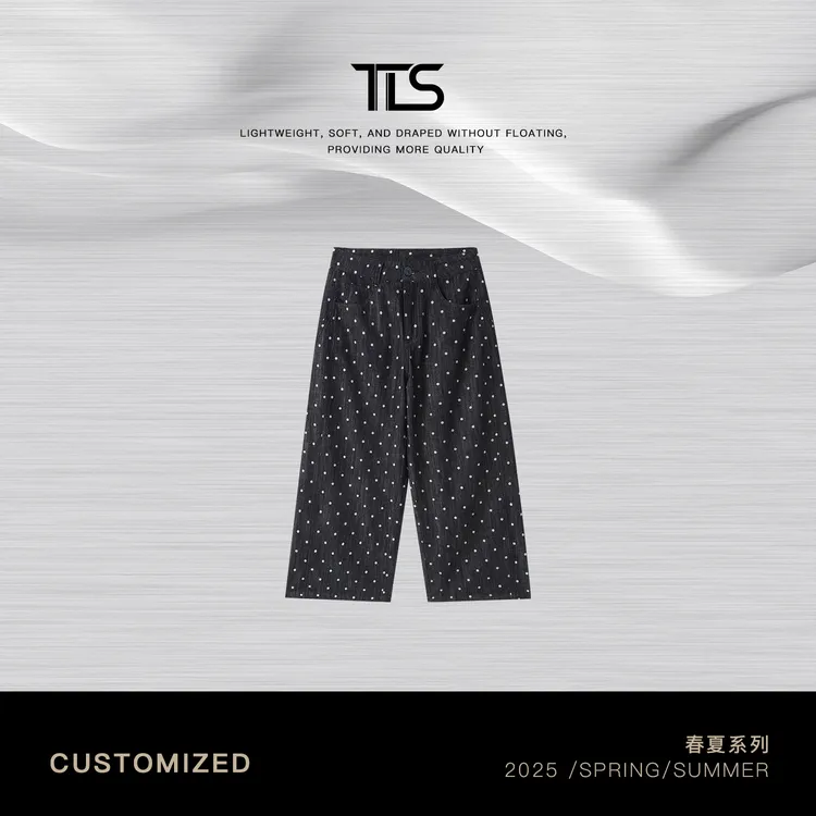 TT【波点牛】棉麻混纺垂顺褶裥艺术显瘦出行休闲裤TT-11CK1522