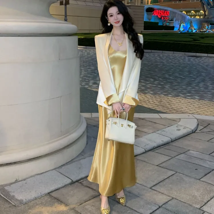 【雅乔定制】米兰达 袖口白金撞色翻袖醋酸西装外套DYYY-24125705