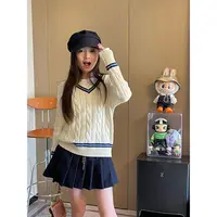 YUUKO 学院风休闲撞色经典款针织上衣—25140