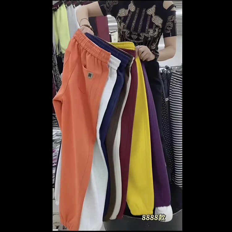 小个子加绒加厚保暖女秋冬新款宽松显瘦束脚哈伦裤高腰休闲裤