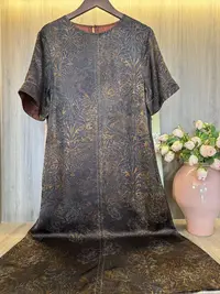 水如画【沉香】重工系列秋季新中式国风圆领气质高奢短袖连衣裙
