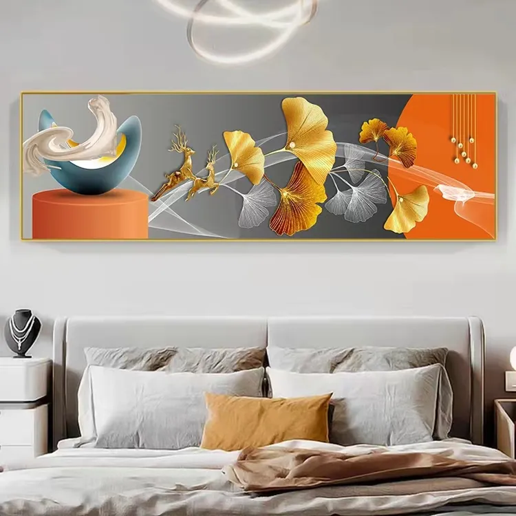 轻奢主卧装饰画横版卧室床头画酒店房间背景墙画温馨撒气单幅挂画