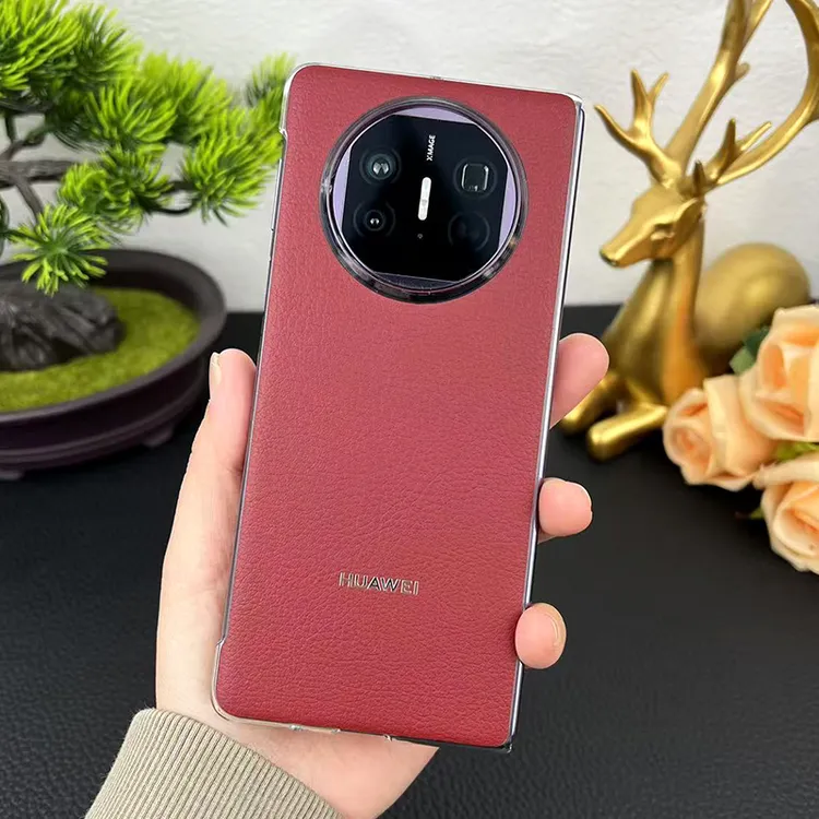 适用华为Matex5手机壳秒变x6素皮无边框x3典藏版超薄高级感新年红