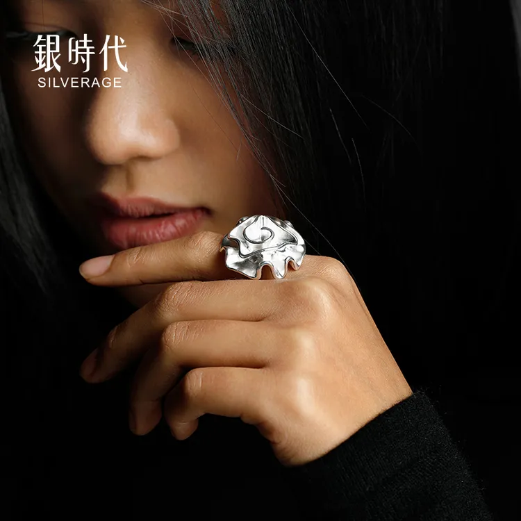 925银戒指 繁花似锦  银时代玫瑰花戒指可调节