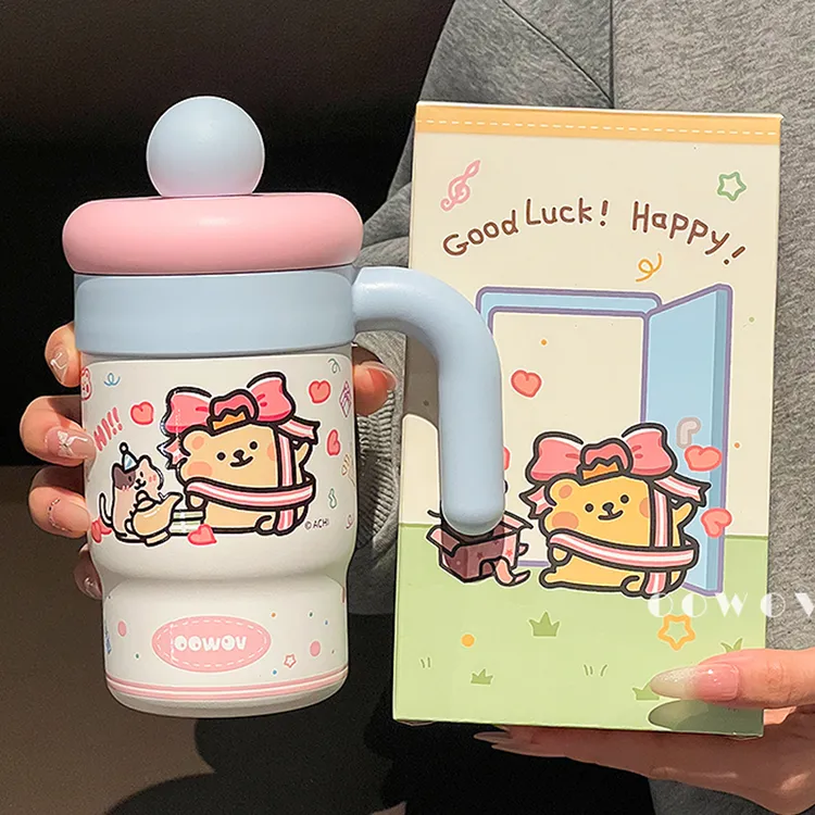 小熊虫保温杯可爱水杯子爆款2025新款女士高颜值吸管水杯生日礼物