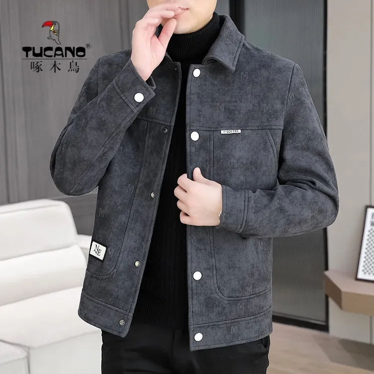 啄木鸟翻领外套春秋季新款青年成熟稳重高档夹克商务休闲时尚男装