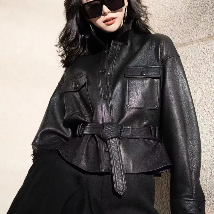 【宋佳同款】进口泡感皮短款外套女2025新款收腰显瘦SJ6688