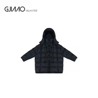 8823 帽系绳飘带黑色羽绒服