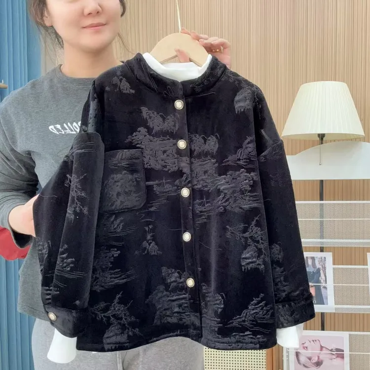 【新年款】新中式丝绒压花衬衫加绒款亲子衬衫又一年