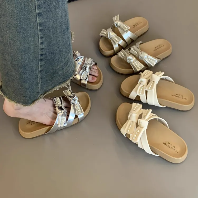 绝美厚底勃肯凉拖鞋女夏外穿2025新款配裙子仙女风沙滩一字拖凉鞋