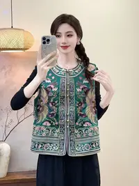 云锦 2025复古中式重工马甲女凤凰牡丹图腾无袖秋季时尚上衣马甲