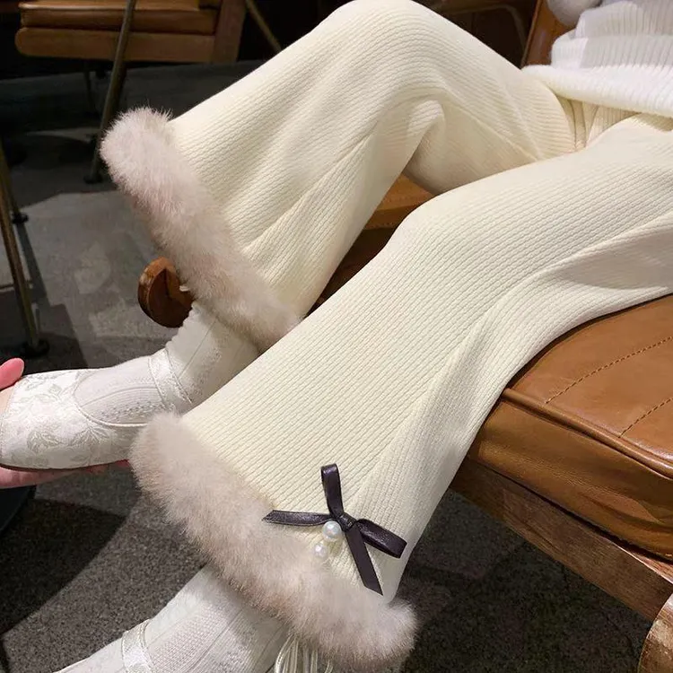 女童洋气外穿加绒加厚秋冬长裤冬季保暖弹力喇叭裤新款儿童高