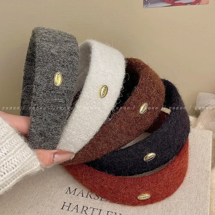 小香风秋冬毛呢宽边发箍女外出百搭发卡压发头箍发饰头饰毛绒