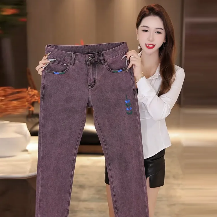 秋冬男士手绘厚款牛仔裤时尚百搭修身弹力显瘦裤子防寒保暖穿搭