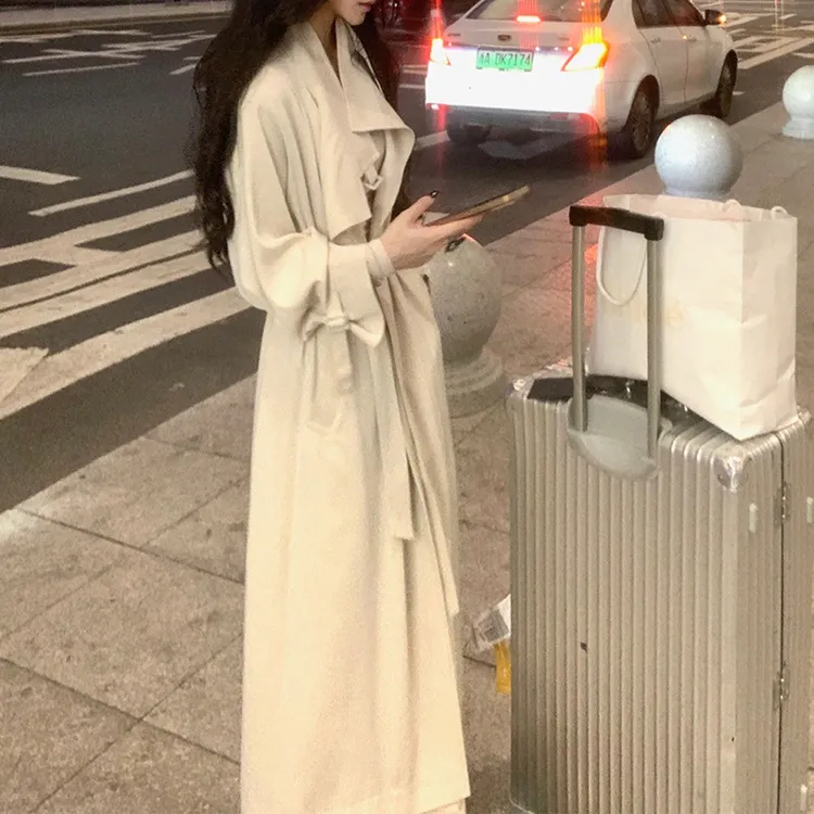 【真的好看】高级氛围感秋季新款露丝风衣女士时尚气质立领长款垂感