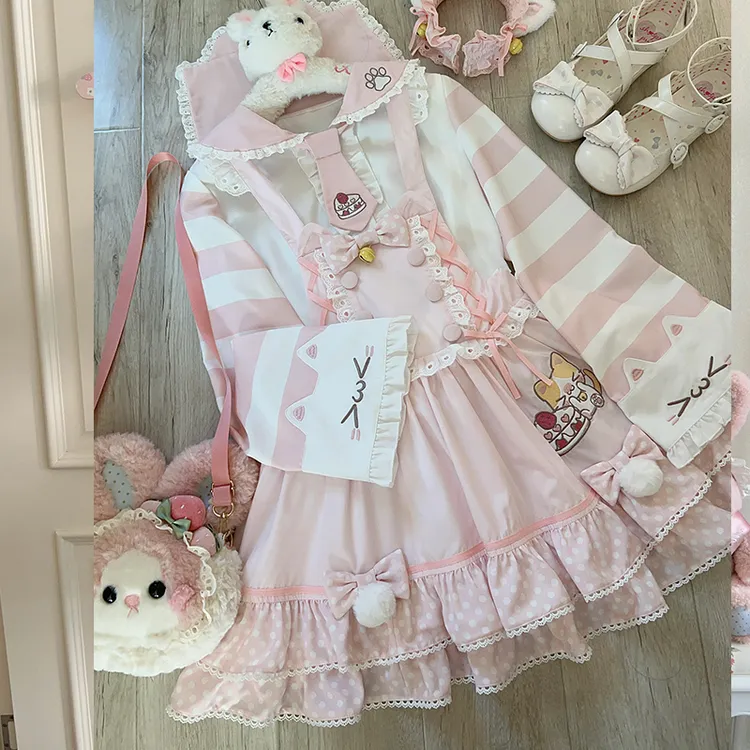 原创  猫咪蛋糕  少女可爱Lolita背带裙内搭洛丽塔裙子