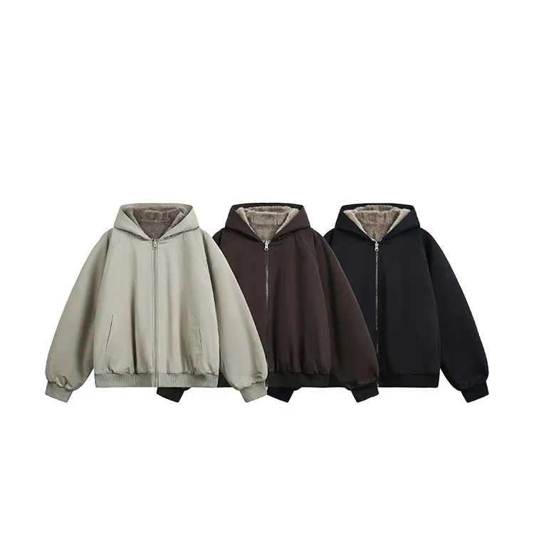 双面穿座山雕连帽棉服夹克男女秋冬加厚保暖加绒棉衣情侣短款外套