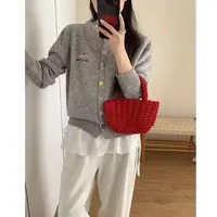 【丹姐家~腊肠狗开衫】彩点浣熊！休闲温柔风彩扣圆领针织开衫