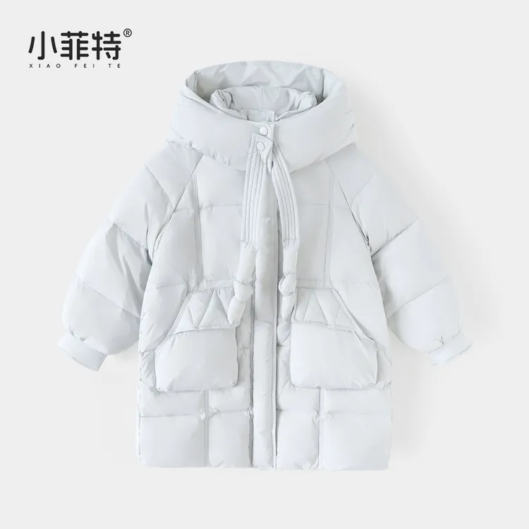 小菲特女童冬装加厚中长款外套中大童连帽上衣儿童棉服YNYD58100