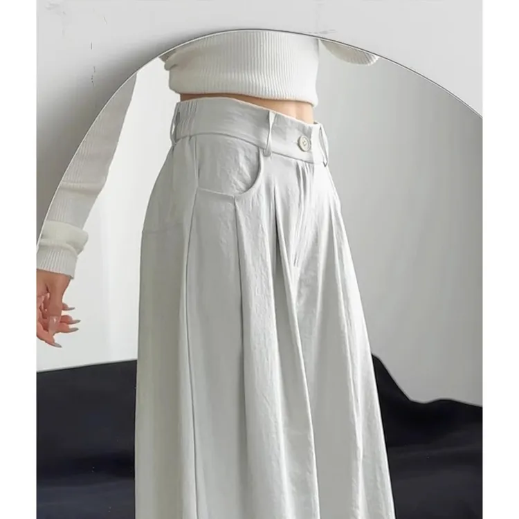 奶芙西装阔腿裤女2025春夏季新款高腰显瘦宽松冰丝拖地慵懒风长裤