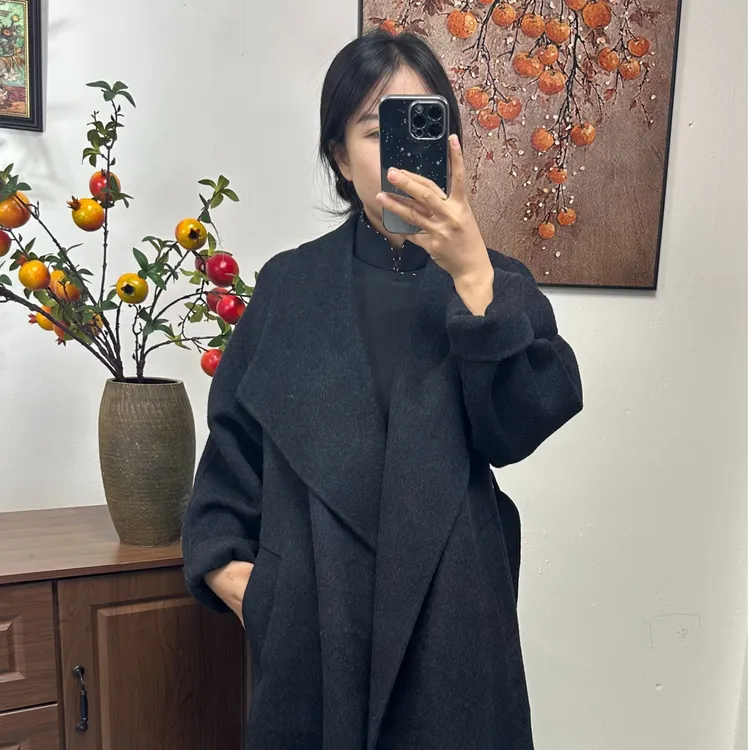 纯色长款厚款中长款长袖毛呢外套毛呢女士百搭网红百分百纯羊毛