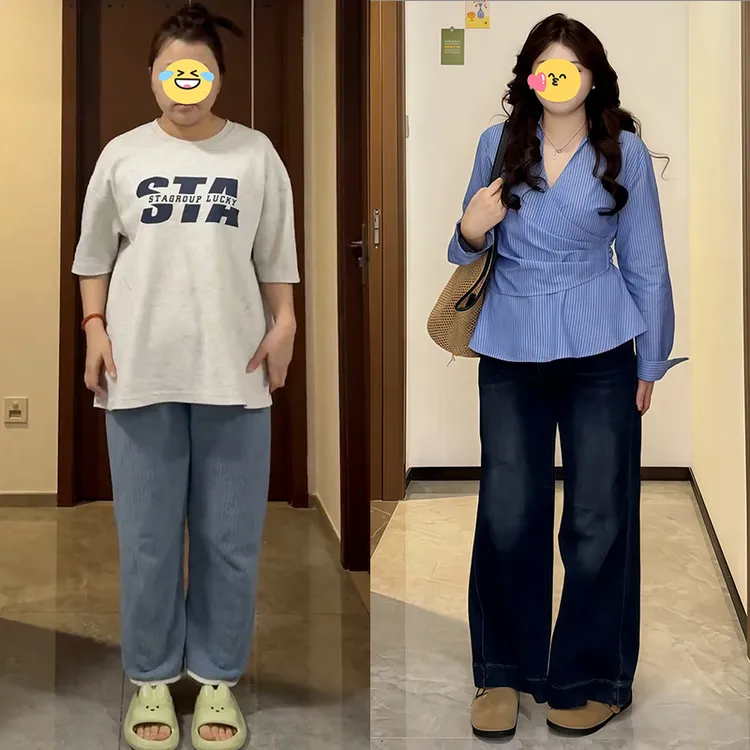 大码胖MM韩系侧边收腰交叉蓝色条纹衬衫女2025早秋新款设计感衬衣