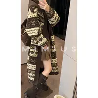 【mimius】U 慵懒美拉德撞色花纹休闲加厚外套 G09232