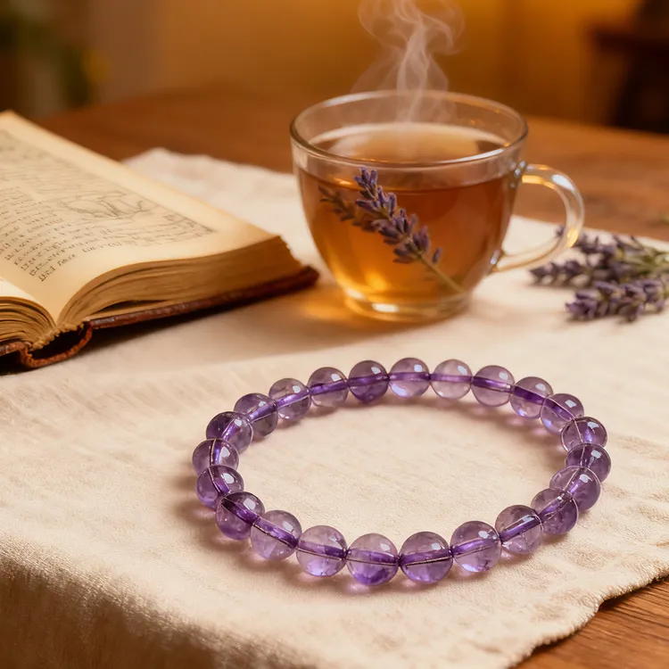 天然巴西紫水晶手链女款单圈简约时尚手串配饰#祝旺贵人运7mm+