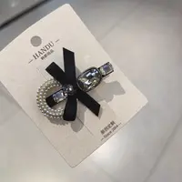 B413黑色蝴蝶结闪闪边夹