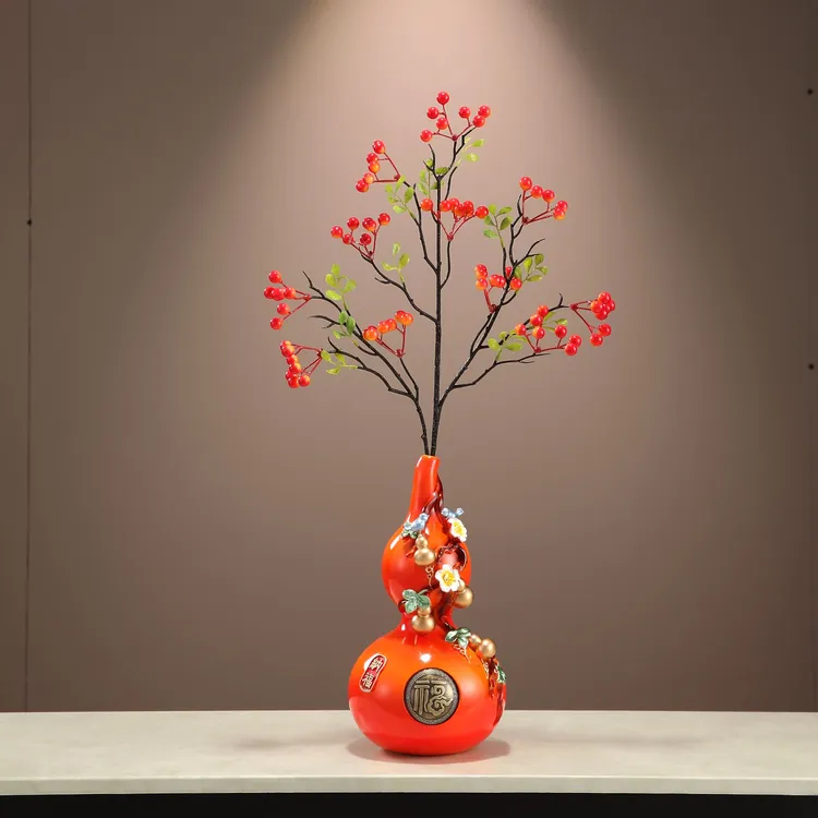 新中式五福临门招财葫芦花瓶摆件客厅玄关办公室新居装饰礼品B001