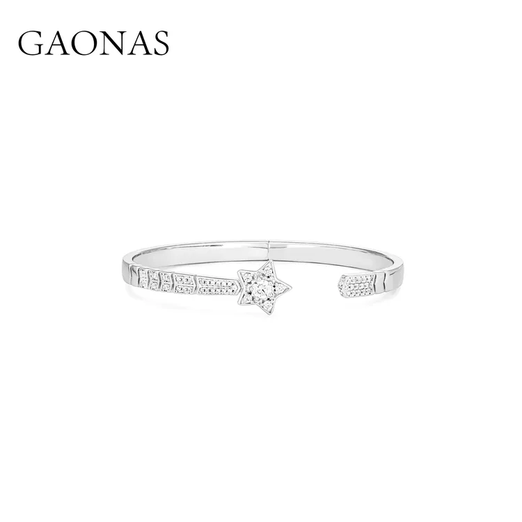 GAONAS 镀K金合成锆石手镯 彗星系列时尚白色设计白手镯11127SW