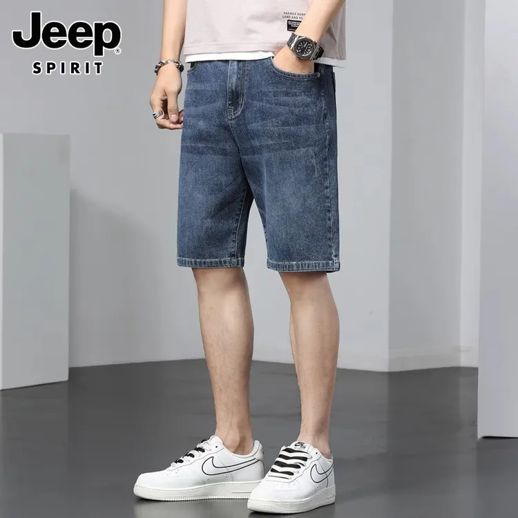 JEEPSPIRIT男士牛仔短裤夏季薄款宽松五分裤2025新款潮流休闲中裤