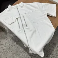 KONITIHA 300g重磅情侣拉链双口袋设计款宽松垂感短袖外套WH029