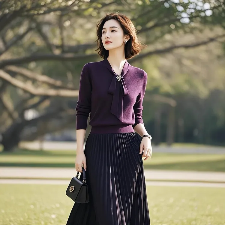 气质时尚套装长袖针织显瘦百搭春季秋季女装2025春秋季穿搭一整套