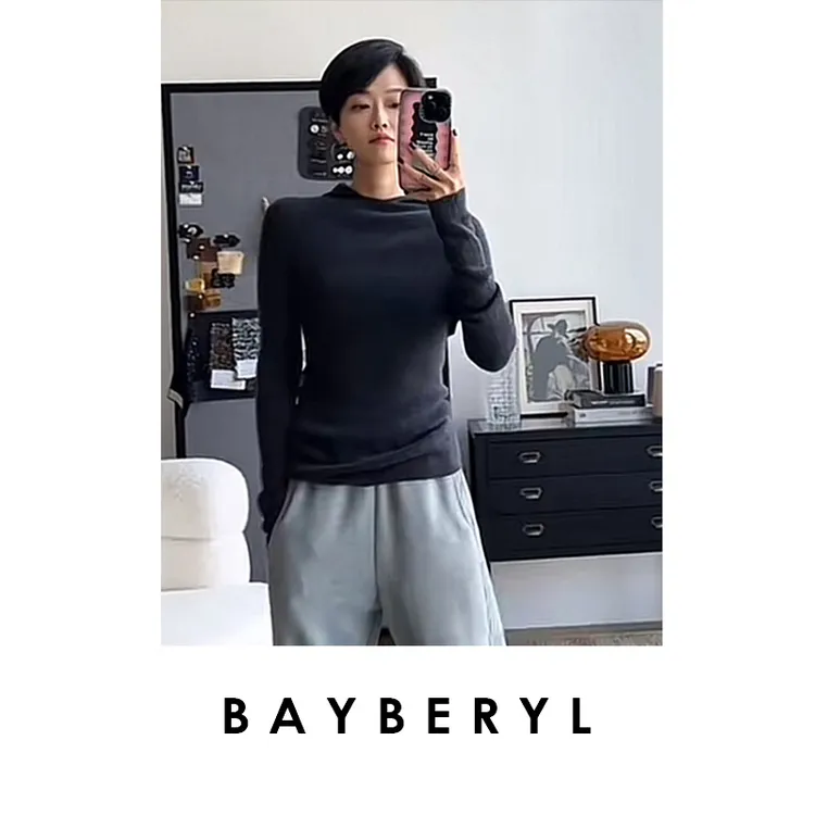 CC12-BAYBERYL老贝可机洗连帽修身叠穿打底百搭针织衫ZZS3K0225