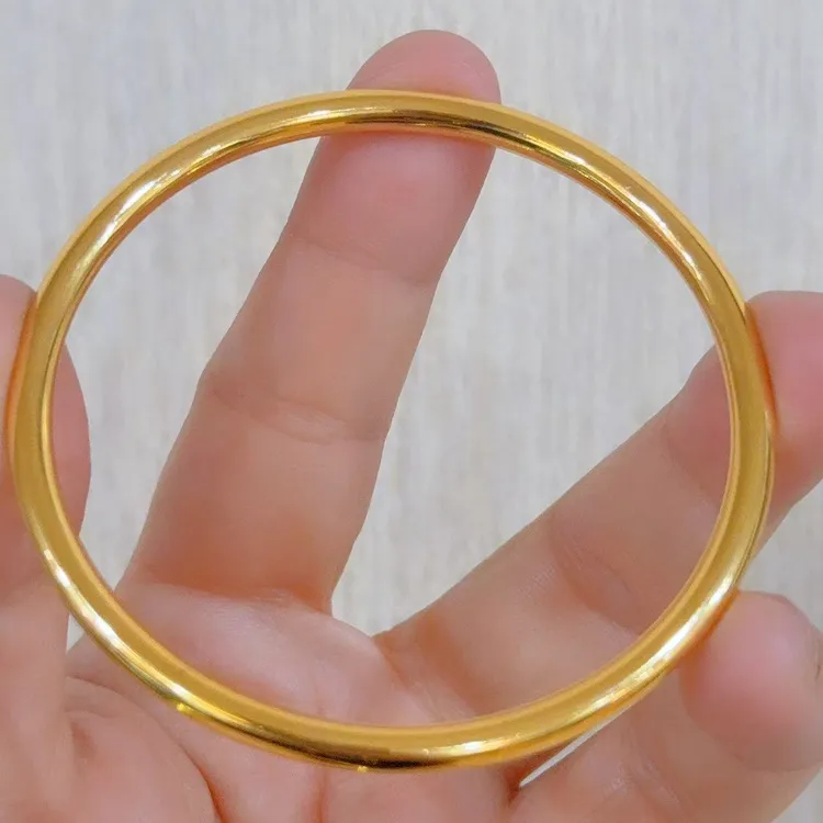 铜合金手镯 铜合金精美金色光面简约合金素款镯子 62-64 mm 0104