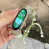 莲花珍珠适用小米手环10表带编织绳9陶瓷版新中式8NFC串珠腕带女