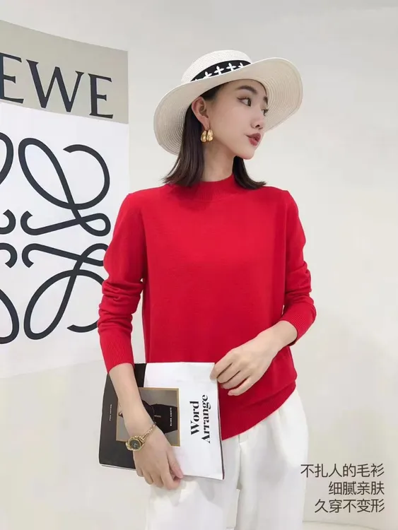 半高领圆领打底衫衫圆领针织长袖网红时尚百搭亲肤秋冬毛衣