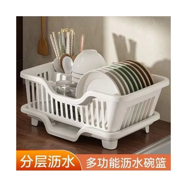 厨房台面碗碟沥水篮水槽置物架塑料餐具家用放碗筷滤水收纳盒碗Dh