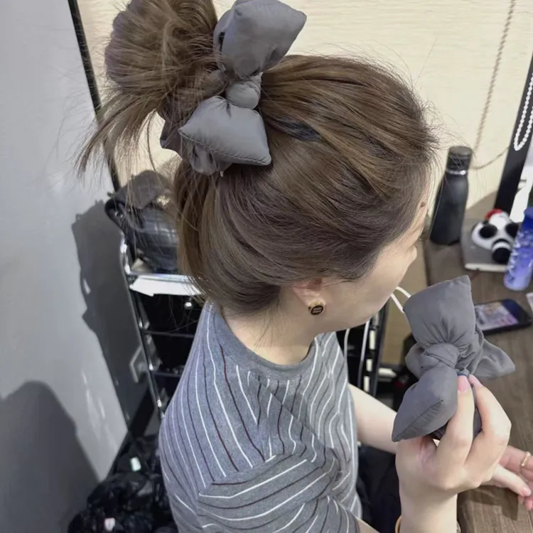 韩版充棉蝴蝶结发绳女高级感盘发皮筋后脑勺发圈头饰马尾头绳发饰