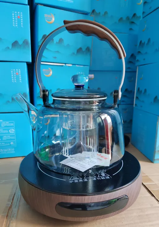 玥纳斯烟灰色如意提梁壶1200高硼硅蒸茶壶煮茶泡茶壶茶具电陶炉