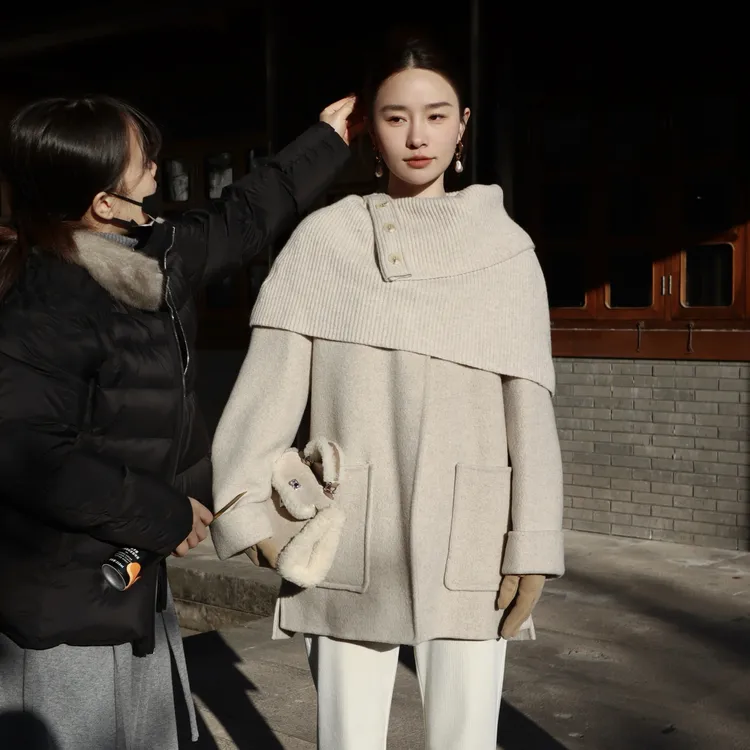 HELA AOMI “济州恋岛”绵羊毛59.6%山羊绒14%莱赛尔大衣CY5DM51576