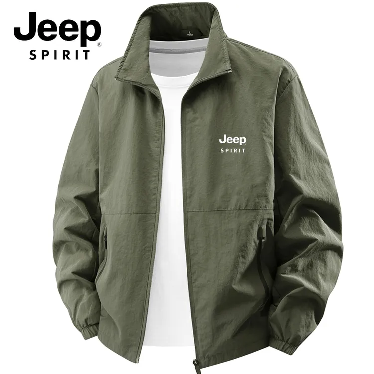 Jeep吉普夹克外套春秋休闲工装宽松男男士大码立领户外薄款上衣服