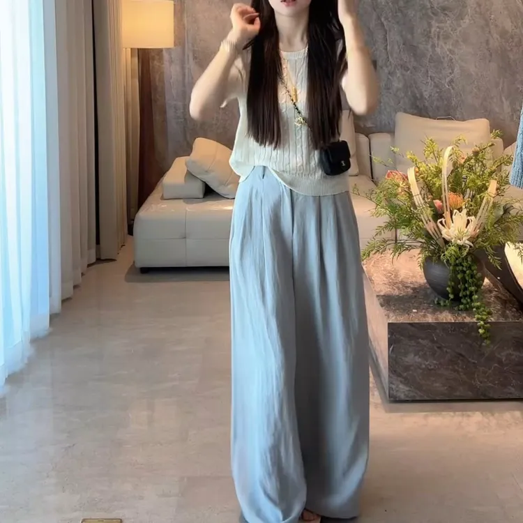 2025春季新款设计感百搭显瘦针织衫+气质百搭休闲裤LK2503456