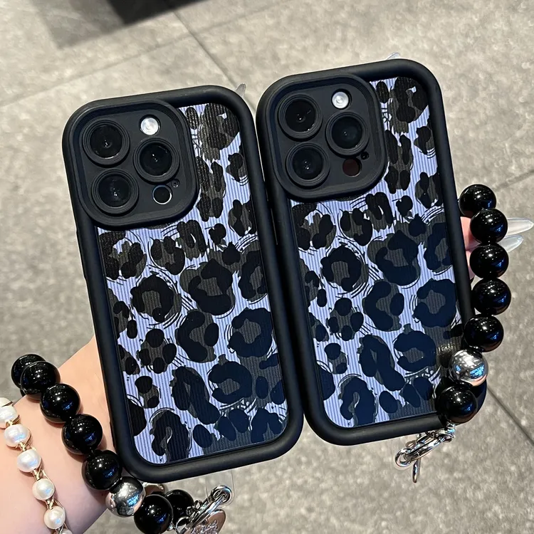 奥菲顿蓝豹纹挂绳适用iphone16高竹手机壳苹果15华为vivo小米oppo