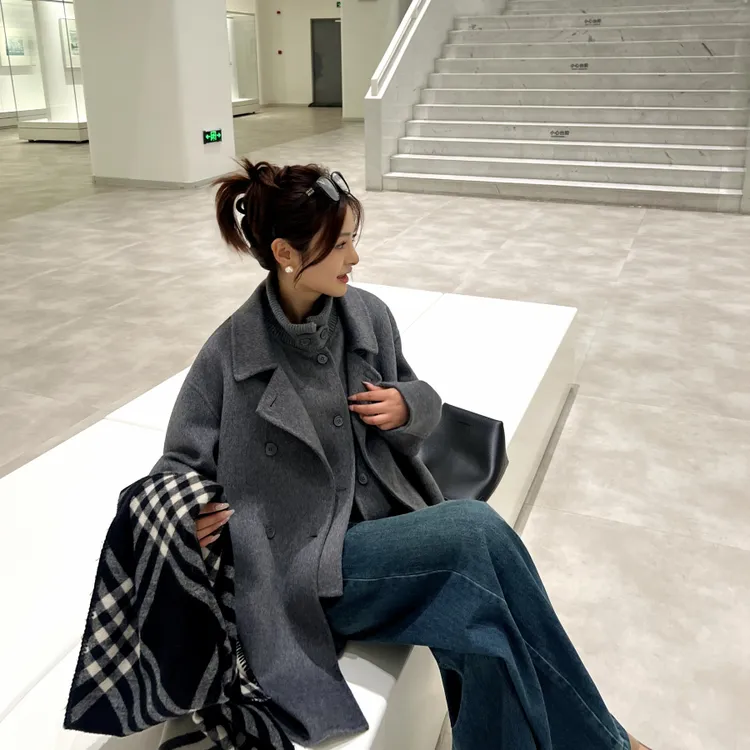 双面羊毛大衣短款宽松显瘦女士气质百搭显瘦秋冬新款