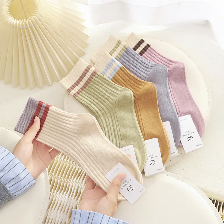 袜子女秋冬中筒袜 小清新学院风吸汗透气防臭女袜双针百搭女棉袜