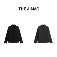 【THEAIMAO】“智味飒”高密织羊毛混纺领斜门襟毛衣开衫XYX81055
