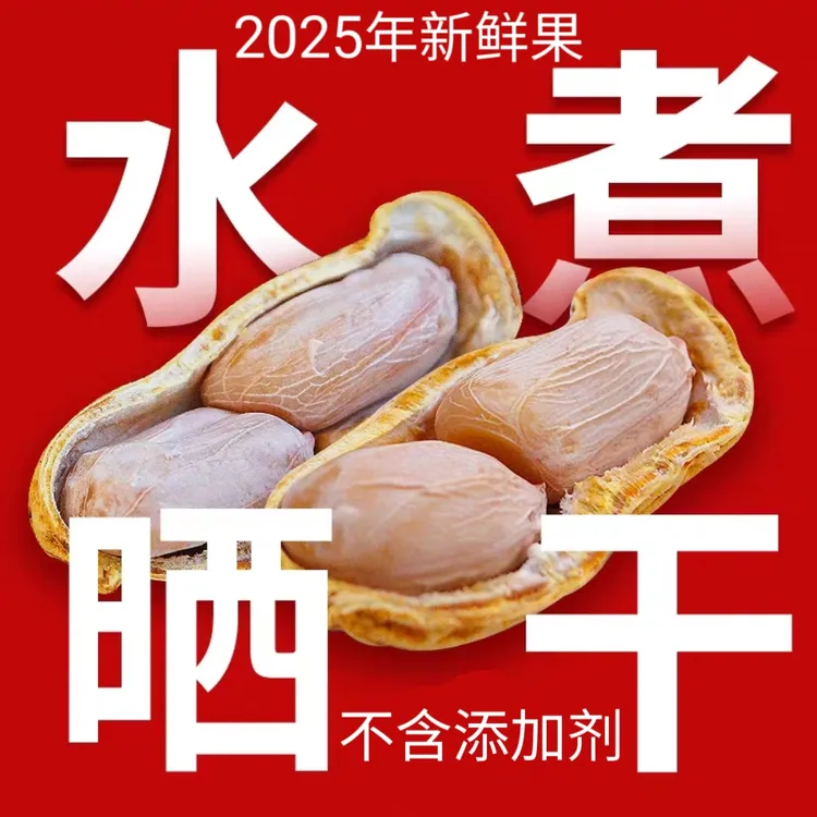 2025年新鲜花生忠信水煮咸干不含添加剂原味日晒广东水煮花生特产