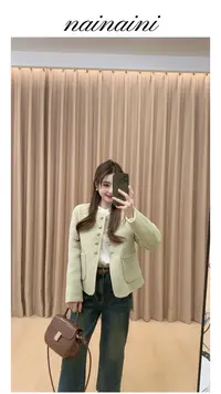 奈奈妮【甜华私语】短款羊毛大衣女2025小个子新款气质小香风5822